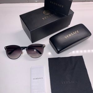 Versace Sunglasses - Black, Rounded Cat Eye Shape, Ombré Shading